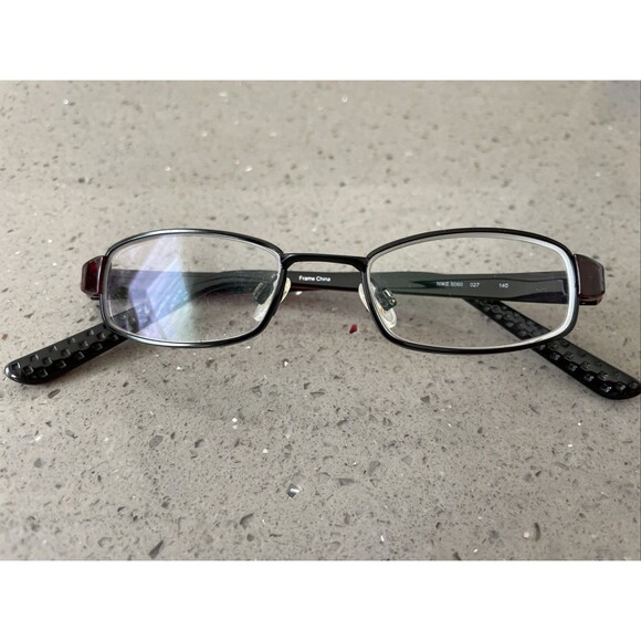 Nike Men's Eyeglasses Frames Only 8060 027 Black/Cherry Rectangular 47[]17 140 - Picture 1 of 8